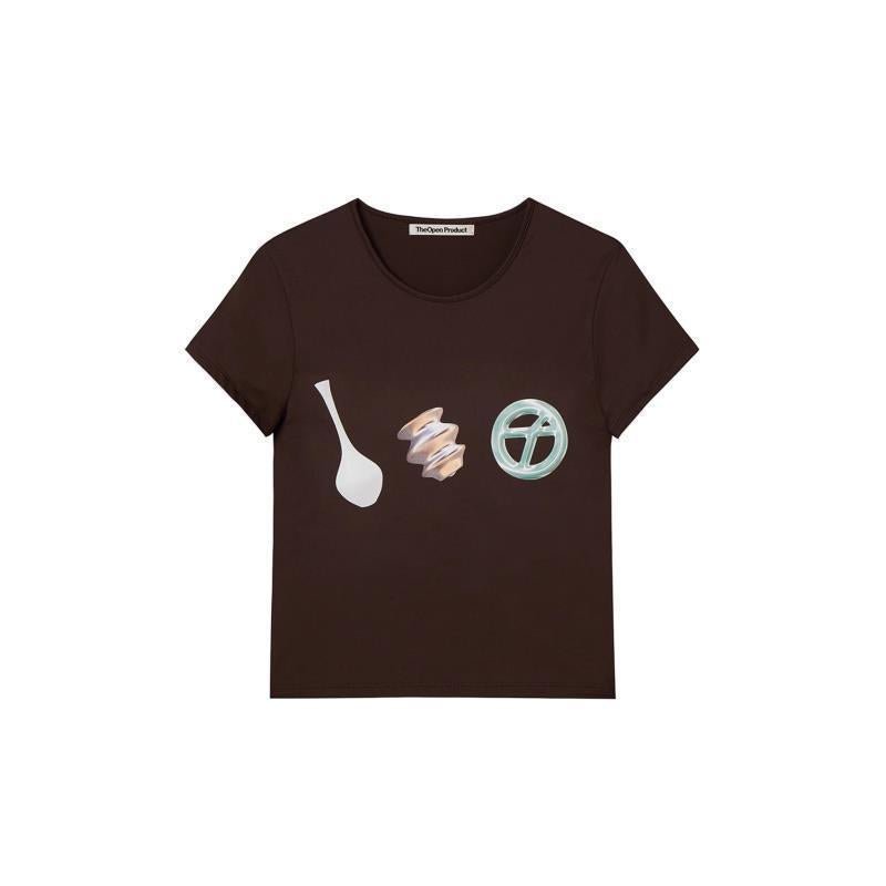 Dame Stilfuldt Grafiktryk T-Shirt Stilla