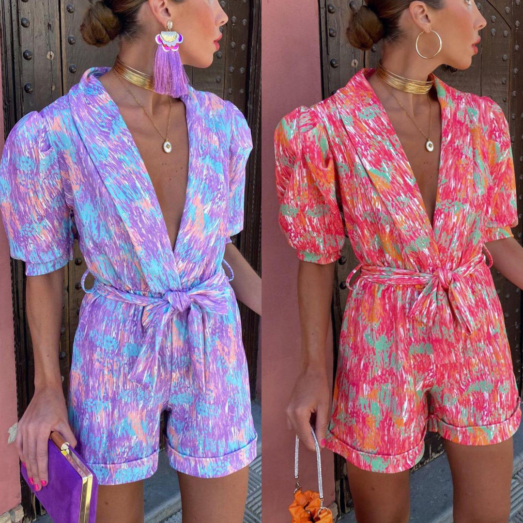 Dame Farverig Trykt Jumpsuit Stilla