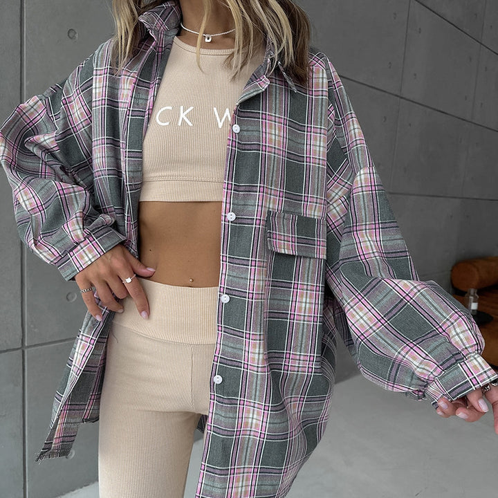 Femme Fritids Ternet Button-Up Skjorte Stilla