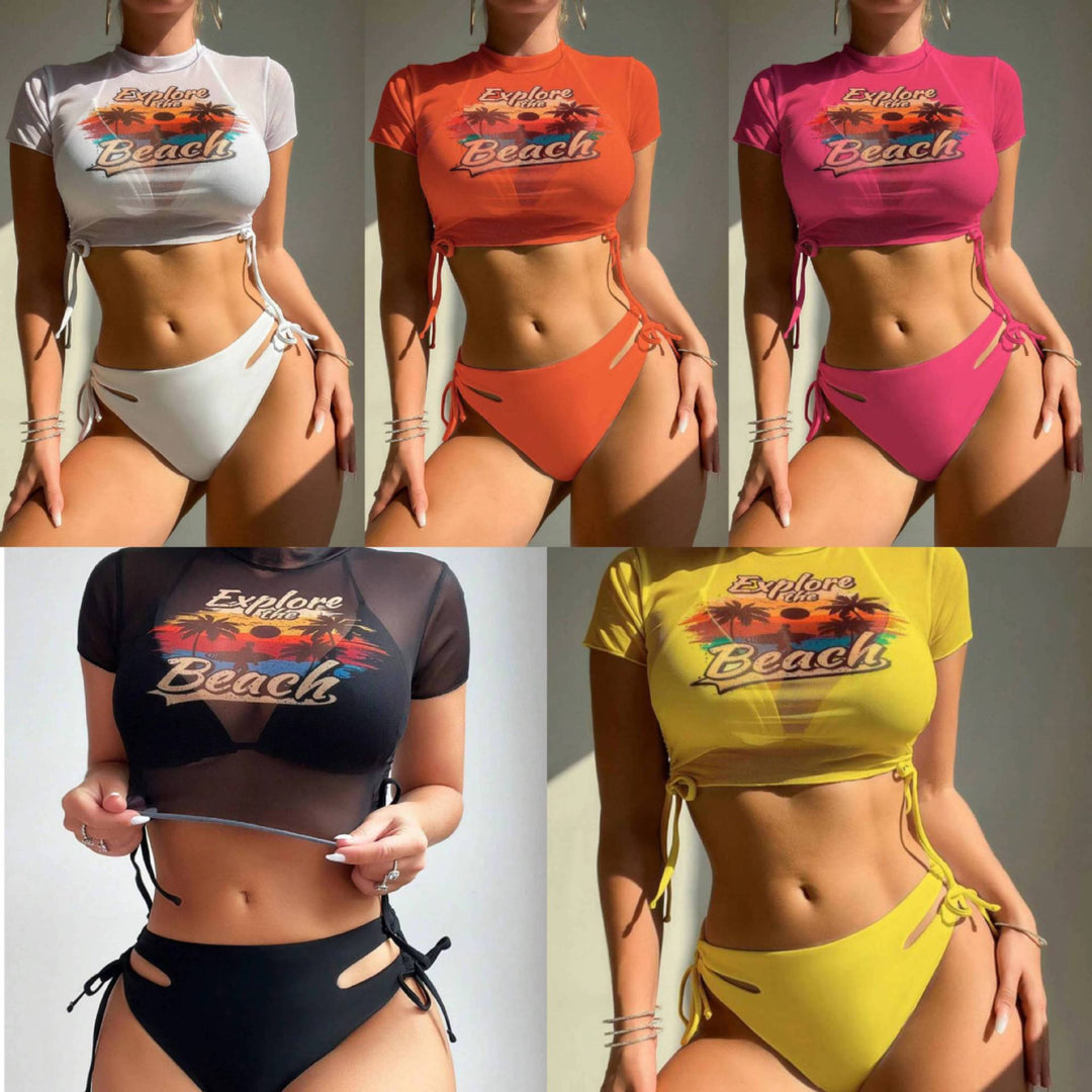 Dame sæt med crop-top og triangel-bikini Skovae