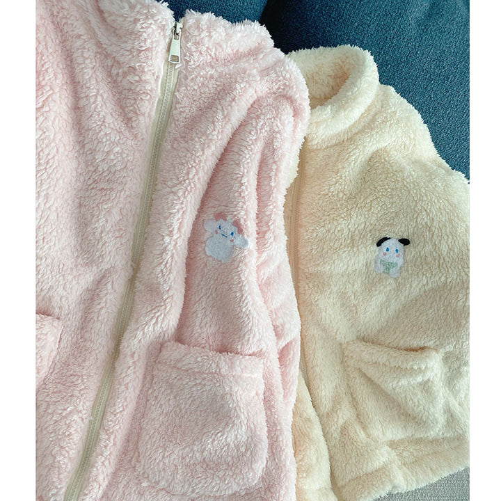 Dame Fleece-Pyjama-sæt med lynlås og hyggeligt materiale Stilla