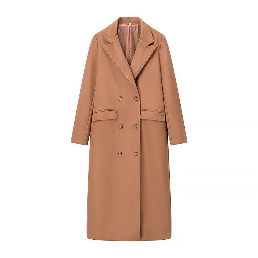 Dame elegant trenchcoat med dobbelt knap række og høj krave Stilla