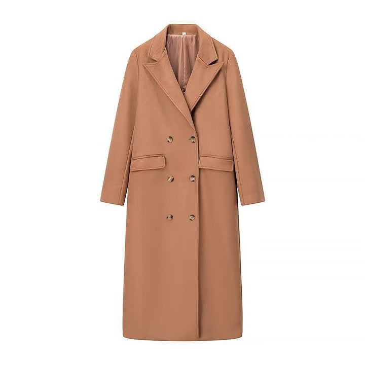Dame elegant trenchcoat med dobbelt knap række og høj krave Stilla