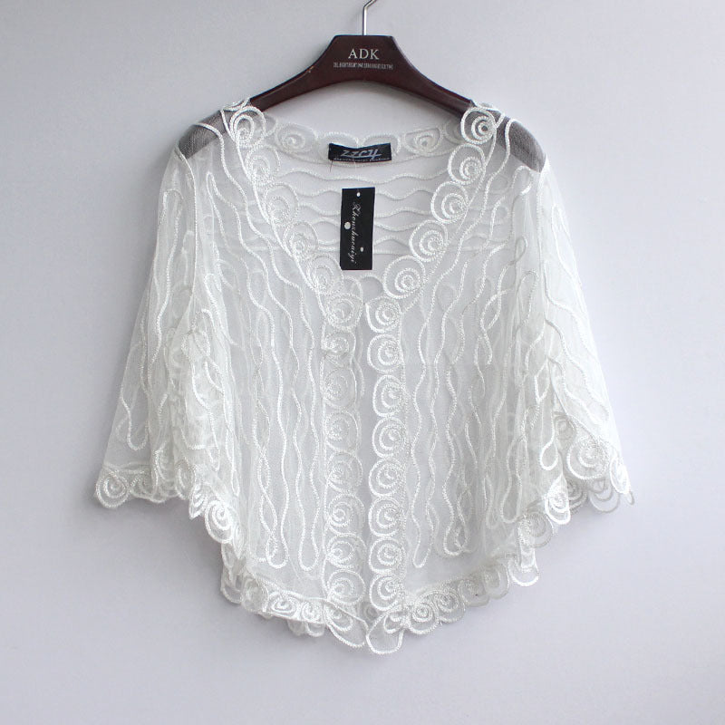 Femme Dekorativ Broderet Gennemsigtig Kimono-Top Stilla