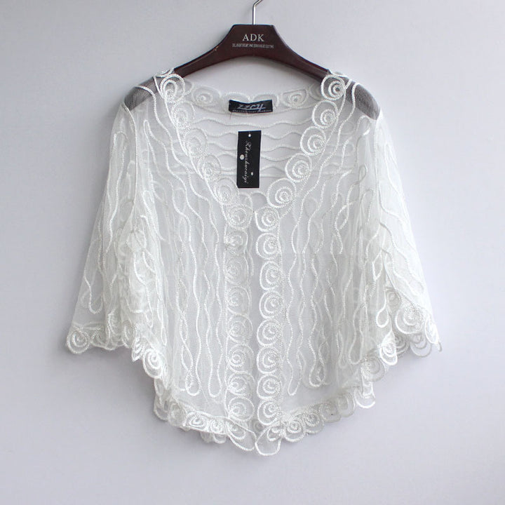 Femme Dekorativ Broderet Gennemsigtig Kimono-Top Stilla