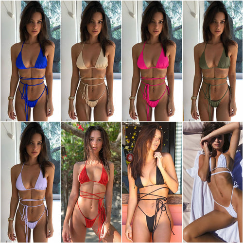 Dame Triangel-Bikini med sexy bindebånd og justerbare stropper Stilla