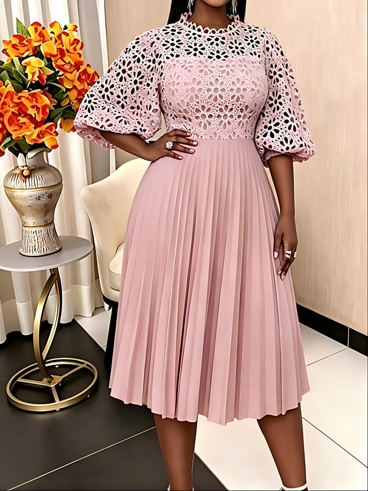 Damer elegant midikjole med spidstop og plisseret skirt Skovae