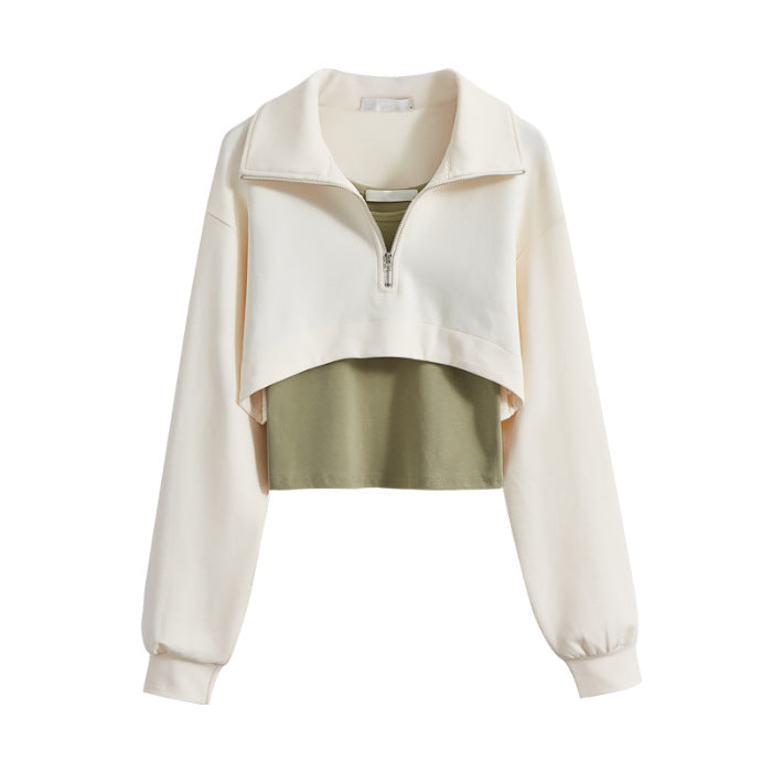 Damer mode cropped sweatshirt med høj krave og lynlås Stilla