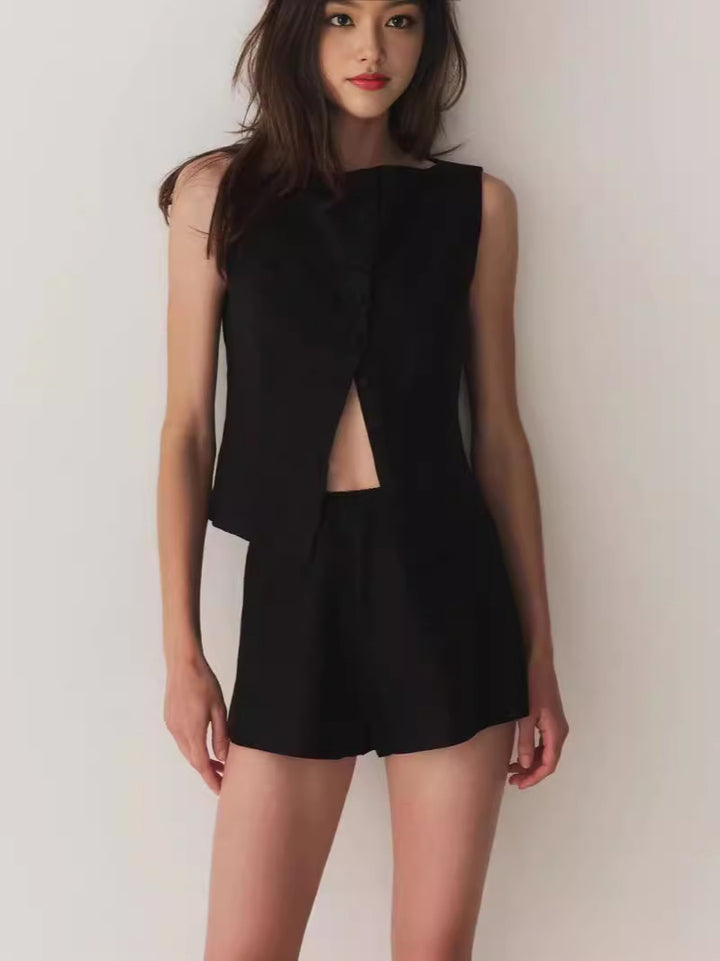 Dame Crop-Top med dekorativ knaplukning og kvalitetsbomulds kvalitet Stilla