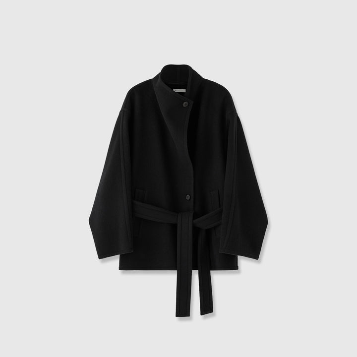 Damer elegant oversized frakke med bindebånd Stilla