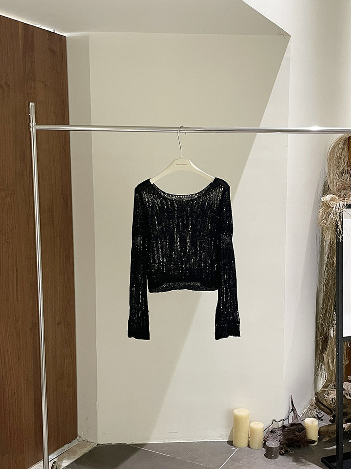 Damer let sweater med fin netstruktur og lange ærmer Stilla