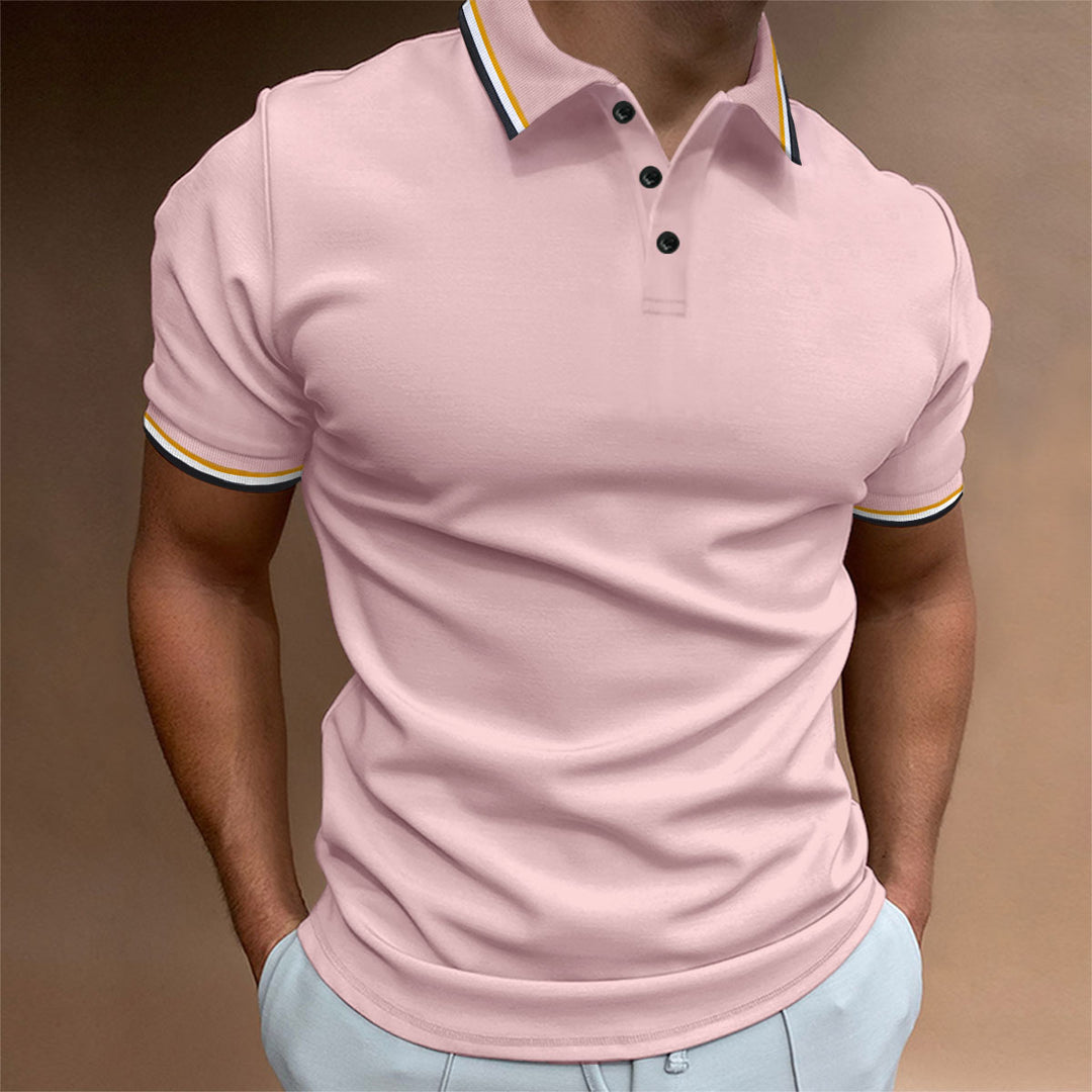 Herren modeshirt med kontrasterende krave og åndbare elementer Stilla