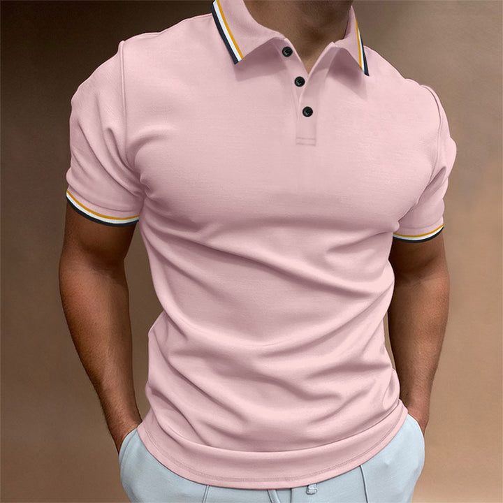 Herren modeshirt med kontrasterende krave og åndbare elementer Stilla