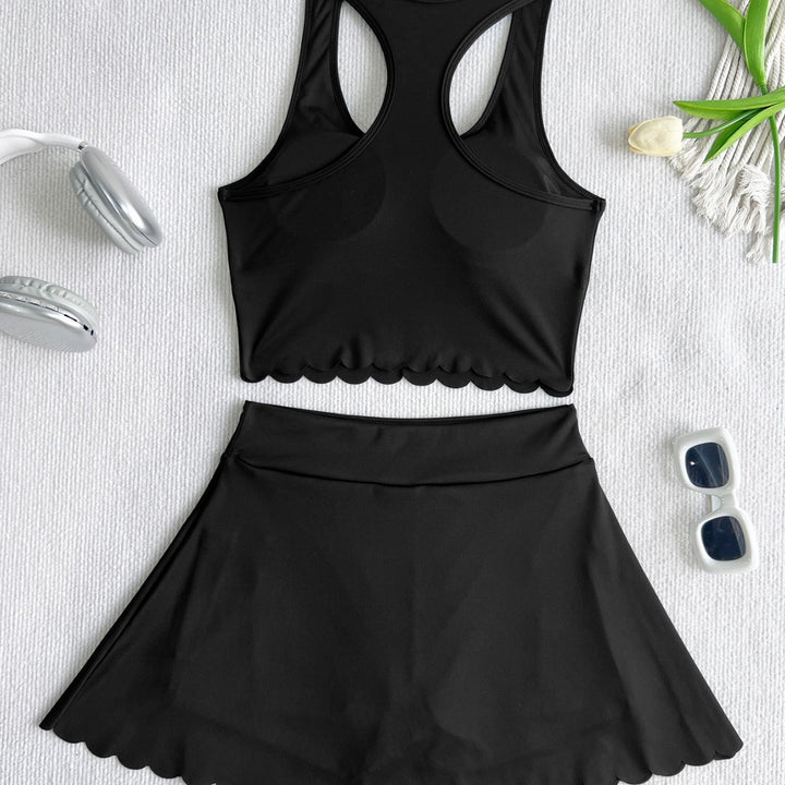 Dame Sporty Tennis-Outfit med bølget kant Skovae