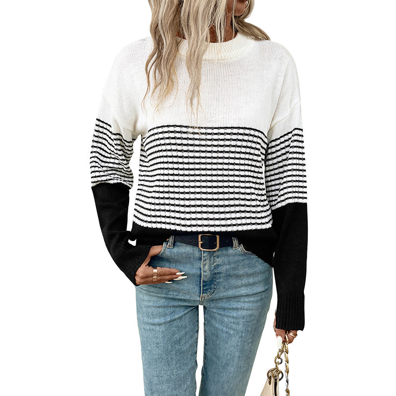 Dame stribet pullover med afslappet snit og moderne design Stilla