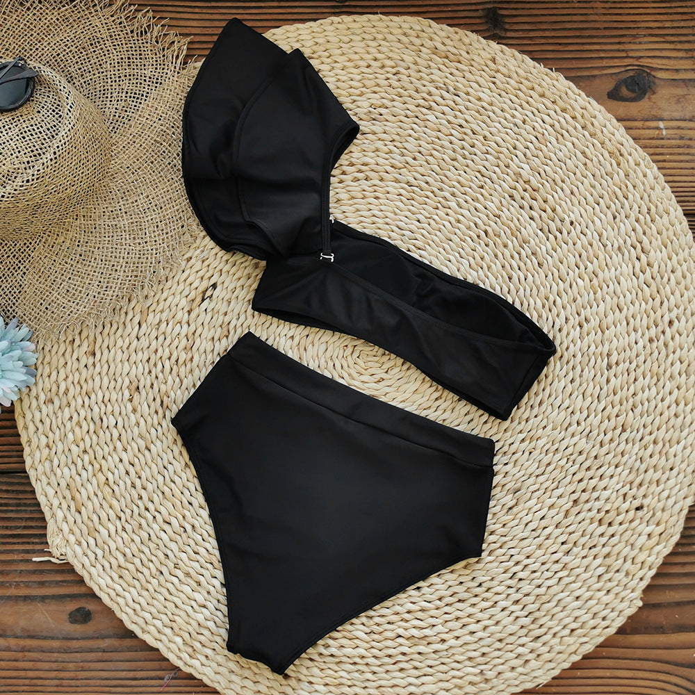 Dame bikini-sæt med asymmetrisk top og høj talje Stilla