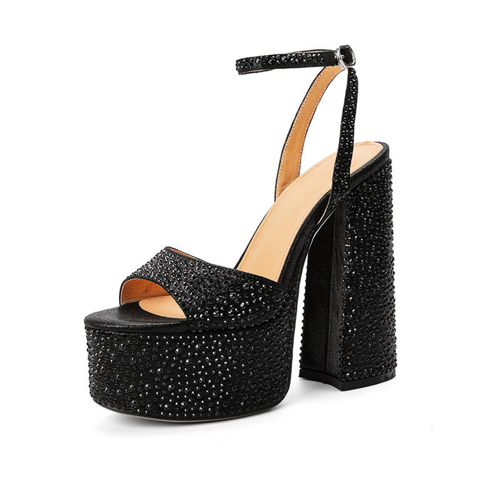 Femme Glamorous Plateau sandaler med strass dekorationer Stilla