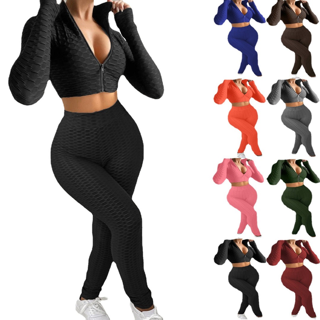 Højtydende activewear-sæt til damer med lynlås