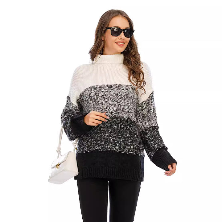 Kvinders hyggelige turtleneck sweater i struktureret strikdesign Stilla