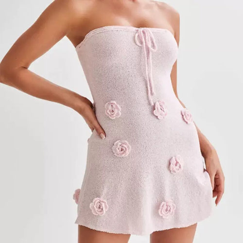 Dame Strapless Blomsterapplikation Kjole Stilla