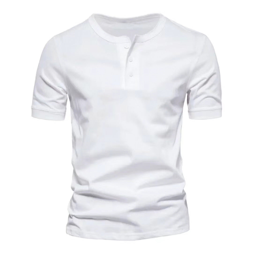 Herrer Korte Ærmer Henley T-Shirt lavet af åndbart bomuldsblanding Stilla
