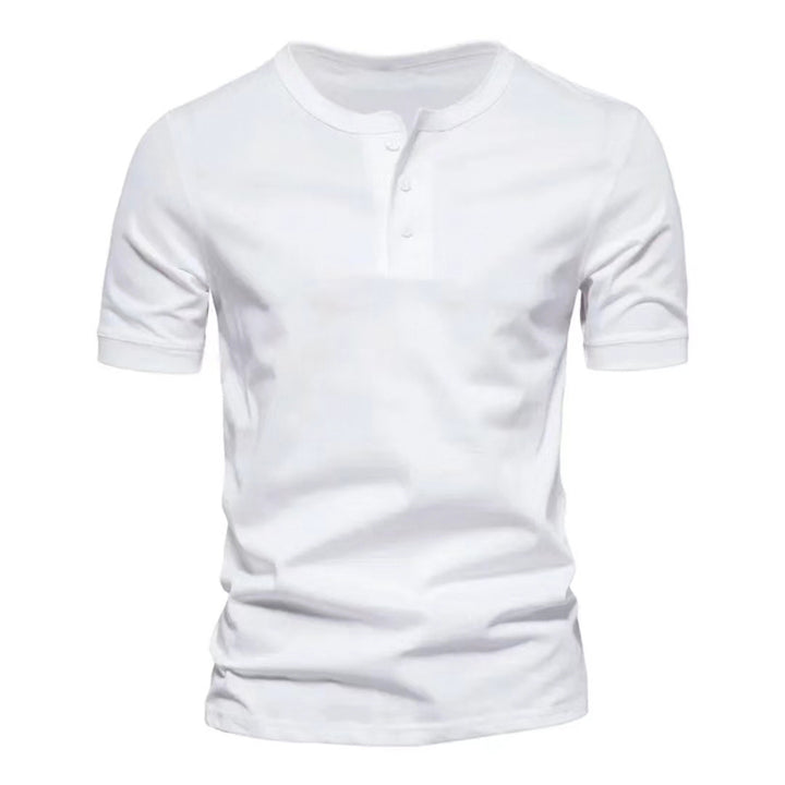 Herrer Korte Ærmer Henley T-Shirt lavet af åndbart bomuldsblanding Stilla