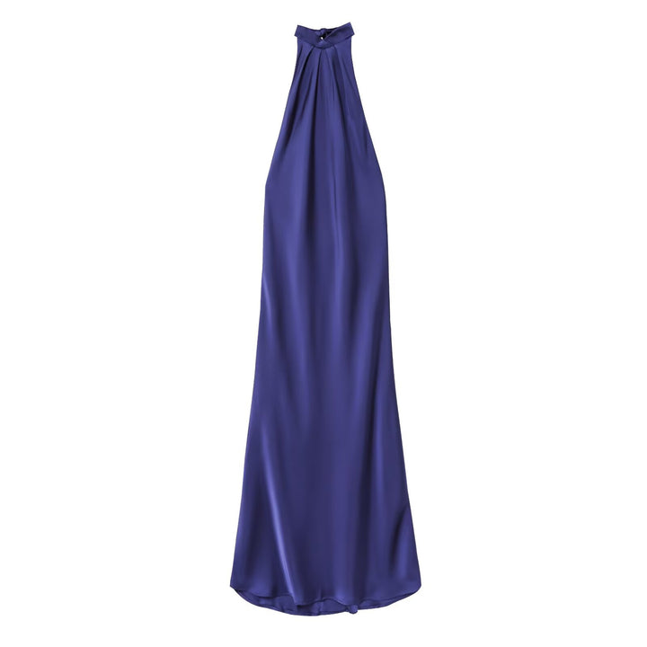 Femme Halter Neck Satin Maxi Kjole Stilla
