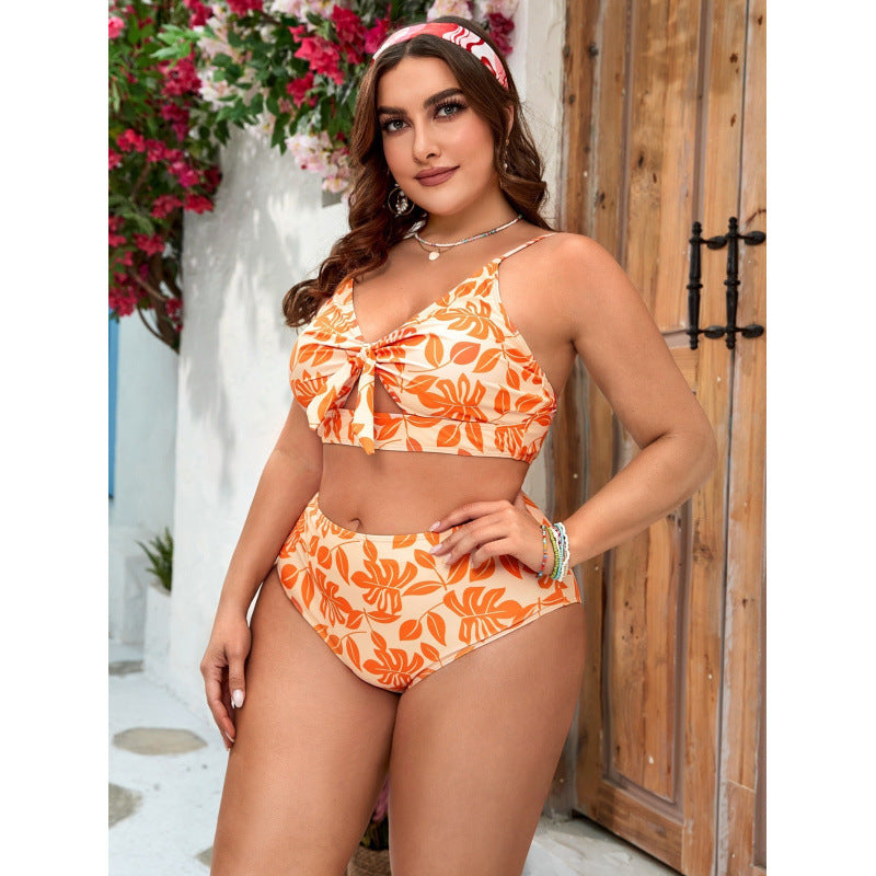 Dame Bikini-sæt med blomster wrap-top og høj talje trusse Skovae
