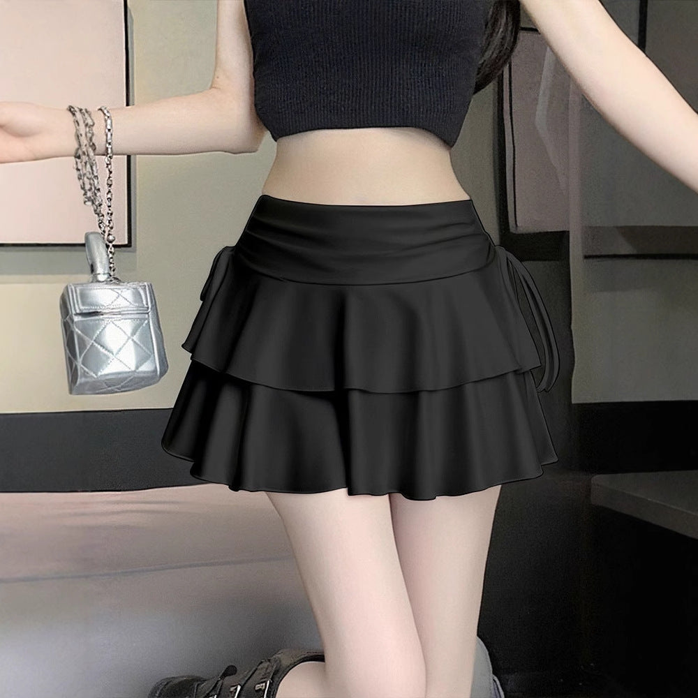 Dame Sporty Tennis Skirt med Flæse Detaljer og Side Snore Skovae
