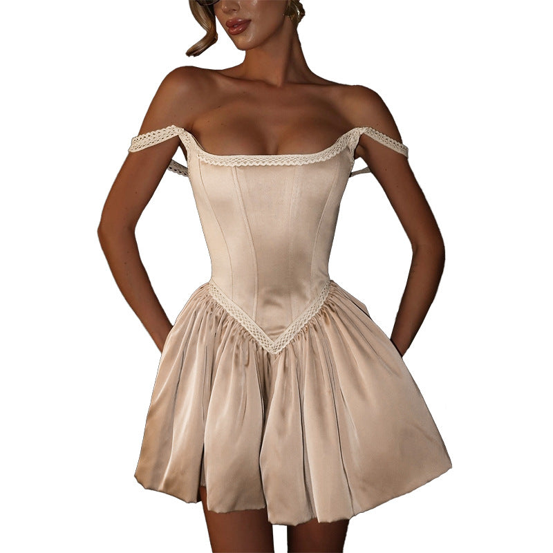 Damer Off-Shoulder Korset Mini Kjole Stilla