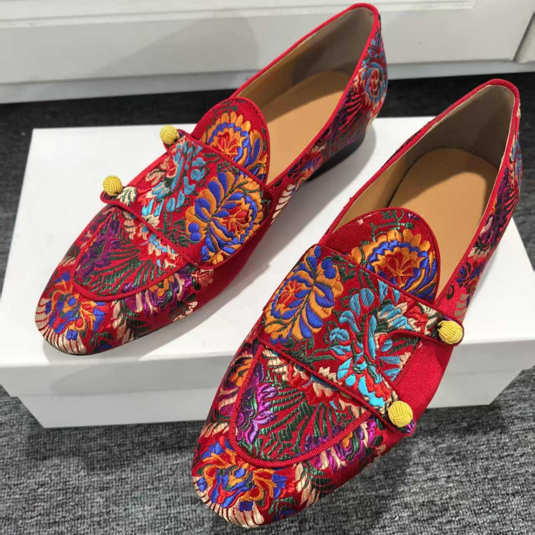 Femme Ornate Floral Broderet Slip-On Loafers Stilla