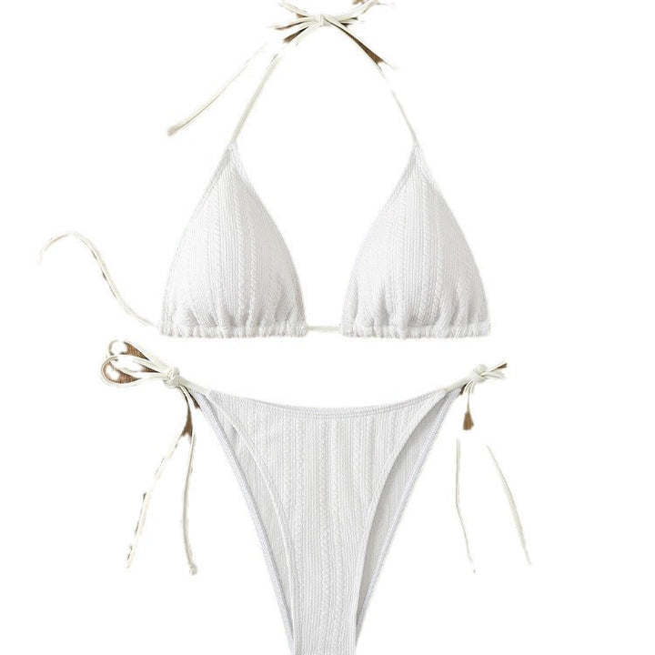 Damer Rib-Højskæring-Trekants-Bikini-Sæt Stilla