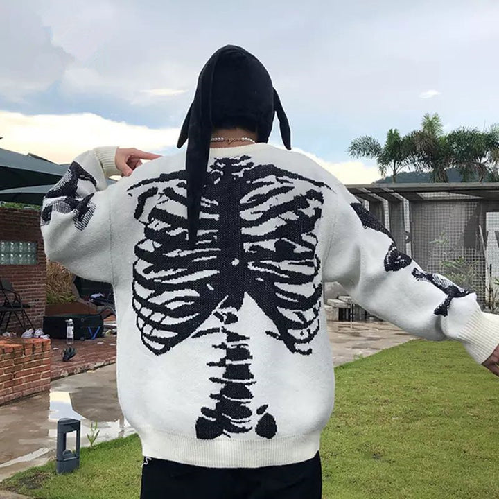Dame sweatshirt med iøjnefaldende skeletmønster Stilla