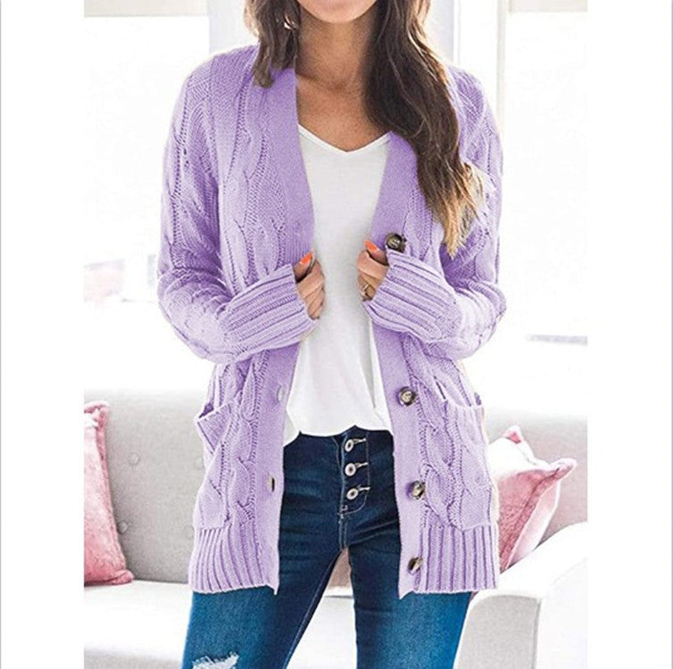 Kvinders cardigan med elegant kabelmønster og praktiske lommer Stilla