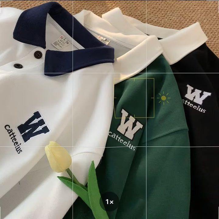 Herre polo shirt med kontrasterende krave og broderet logo Stilla