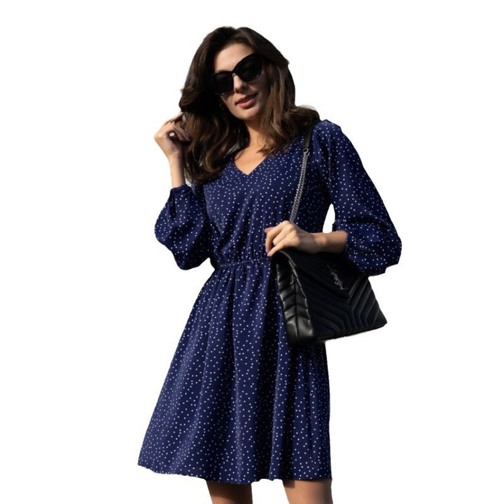 Dame Polka Dot Mini Kjole med brede ærmer Stilla