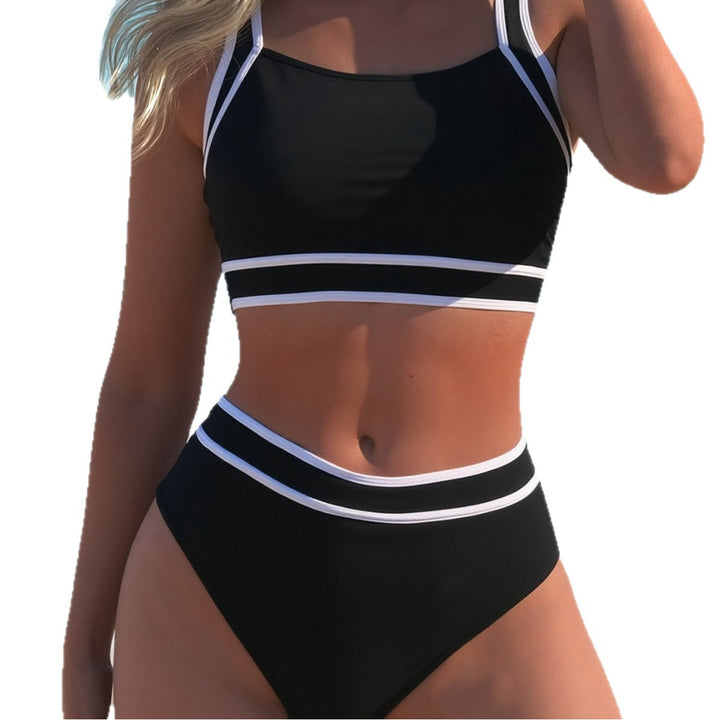 Dame Sporty bikini sæt med fashionable kontraststriber Skovae