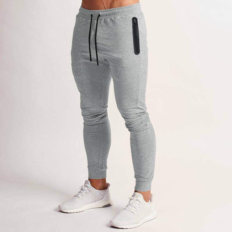 Herrer Slim Fit Joggingbukser med lynlåslommer og elastisk liv Stilla