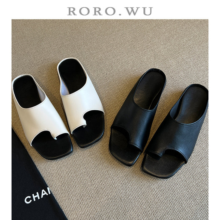 Dame Minimalistiske Åbne Tå Slide Mules med Komfort Indersål Stilla