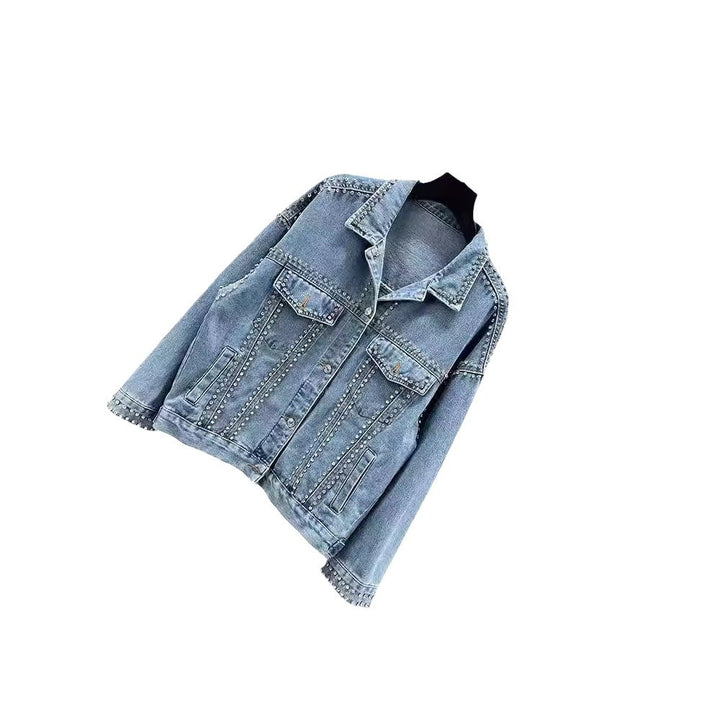 Damer mode denimjakke med dekorative nitter Stilla