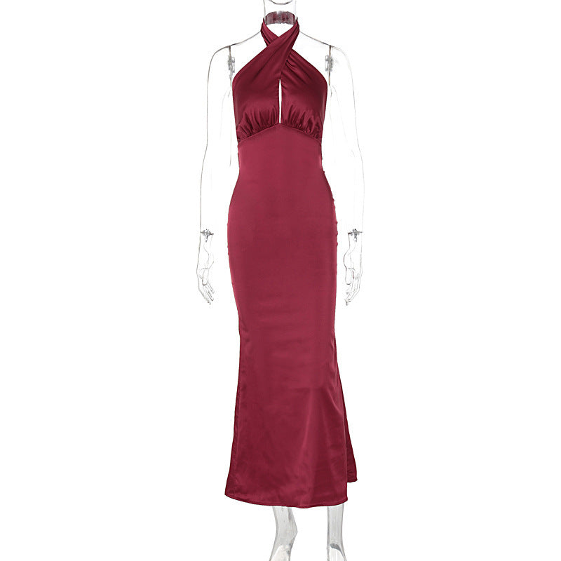 Damer Elegant Maxikjole med raffineret indpakningslook og skulderfri design Skovae