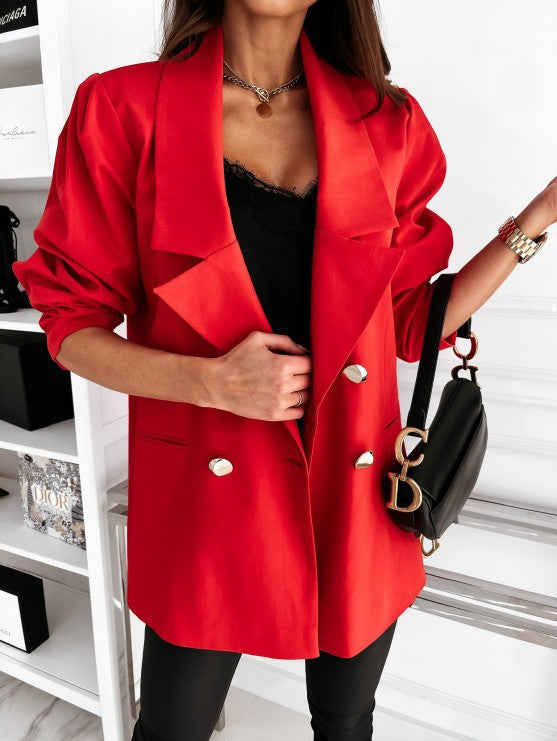 Dame elegant Oversized Blazer med strukturerede ærmer og dobbelte knapdetaljer Stilla