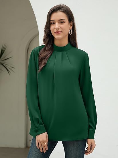 Damebluse med elegant ståkrave Stilla