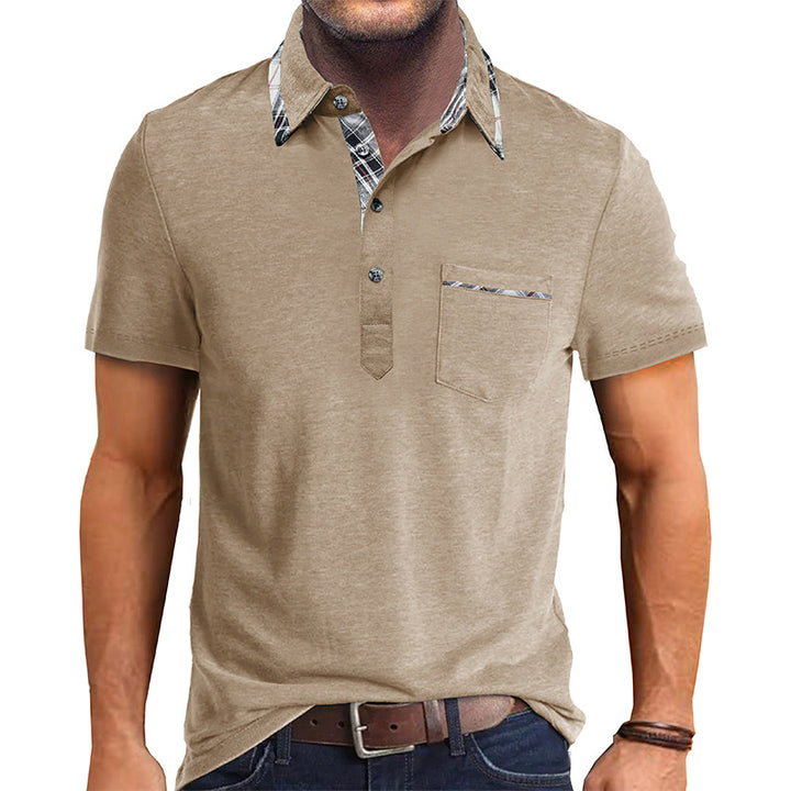 Herrer Polo-shirt med stilfuld ternet detalje og brystlomme Stilla