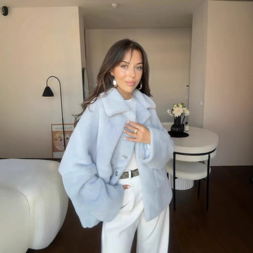 Damer blød fleecejakke i oversized stil med store lommer Stilla