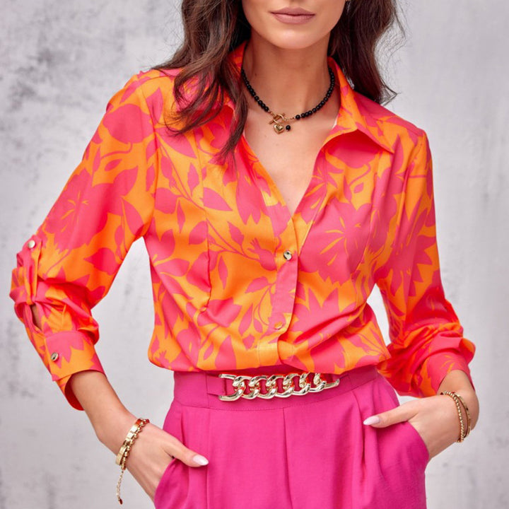Dame Modisk Bluse med blomsterprint og elegante detaljer Stilla