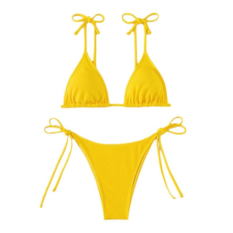 Damer Rib Trekant Bikini Sæt Stilla 1750922796