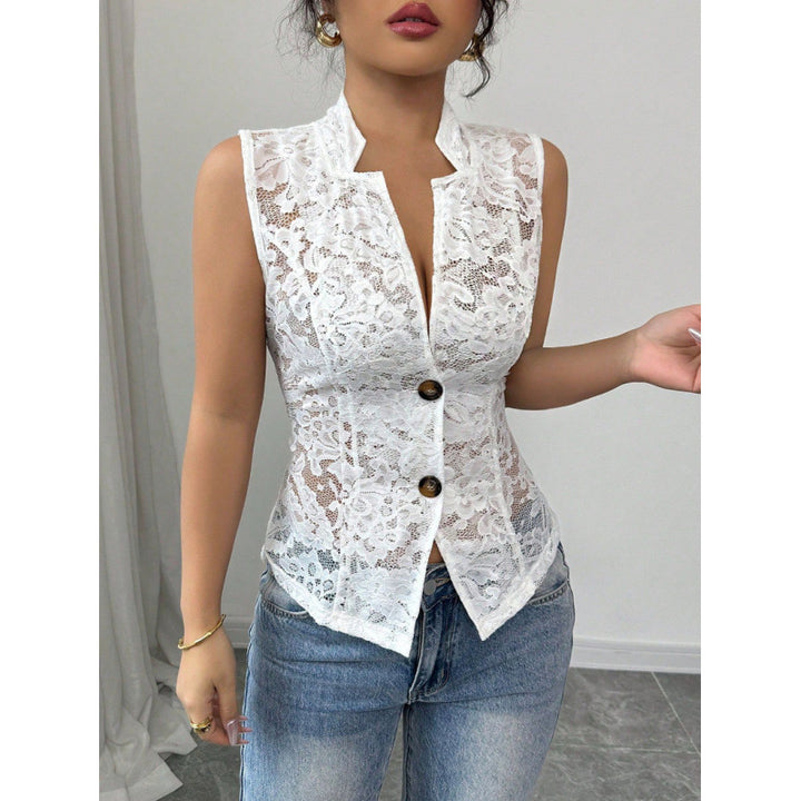 Dame spidsbluse i elegant snit med knapdetaljer Skovae