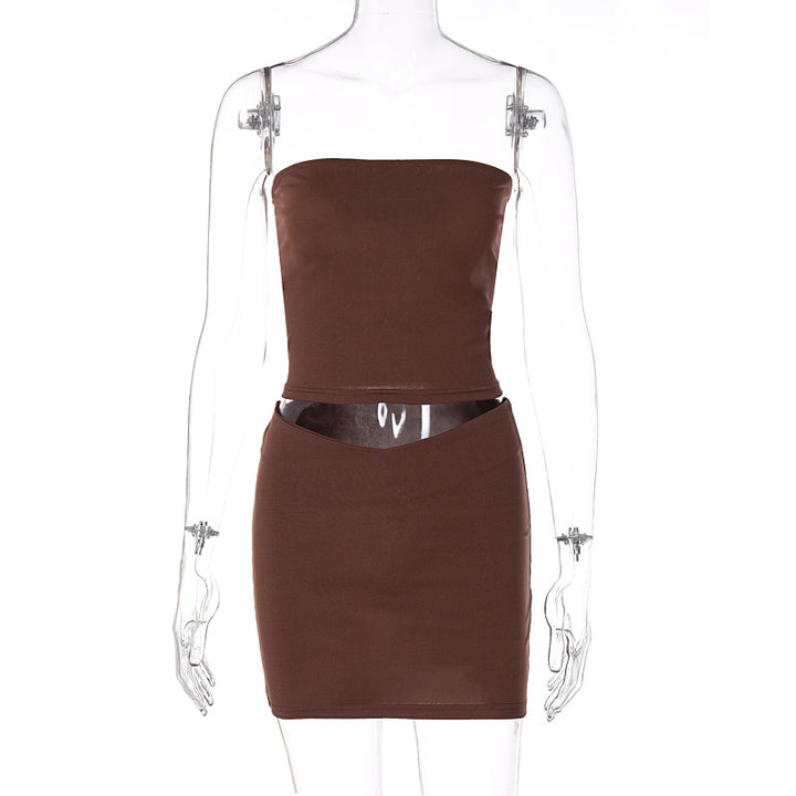 Dame Crop Top og Mini Skirt Ensemble Stilla