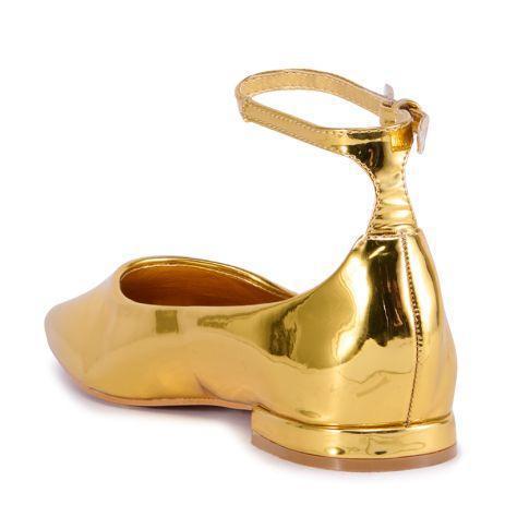 Femme Elegant Metallisk Ankelsløjfe Ballerinas Stilla